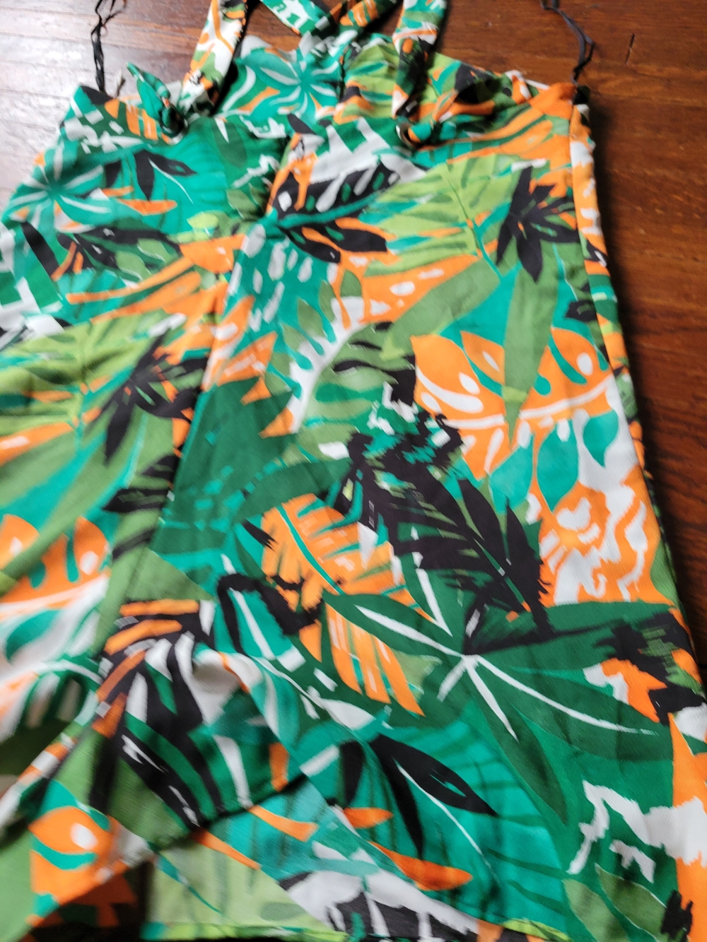 Zara Trafaluc Tropical Jumpsuit Romper Large Halter Style Green Orange Beach - Picture 9 of 17